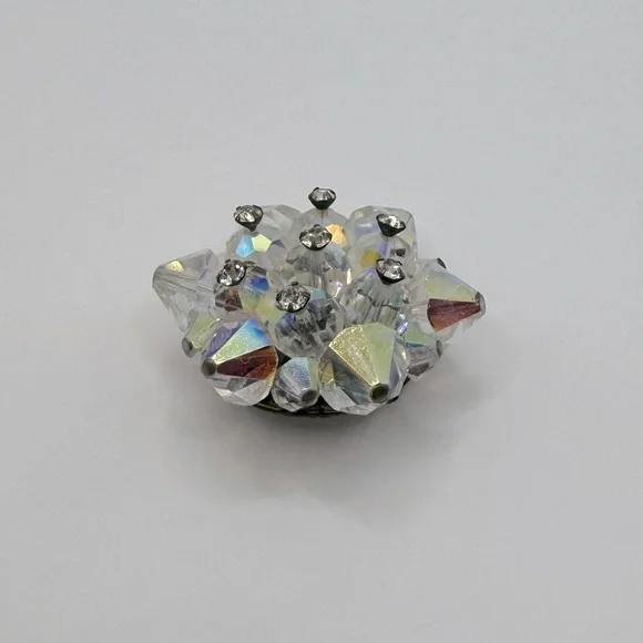 VINTAGE Aurora Borealis Beaded Crystal Brooch - Picture 5 of 8